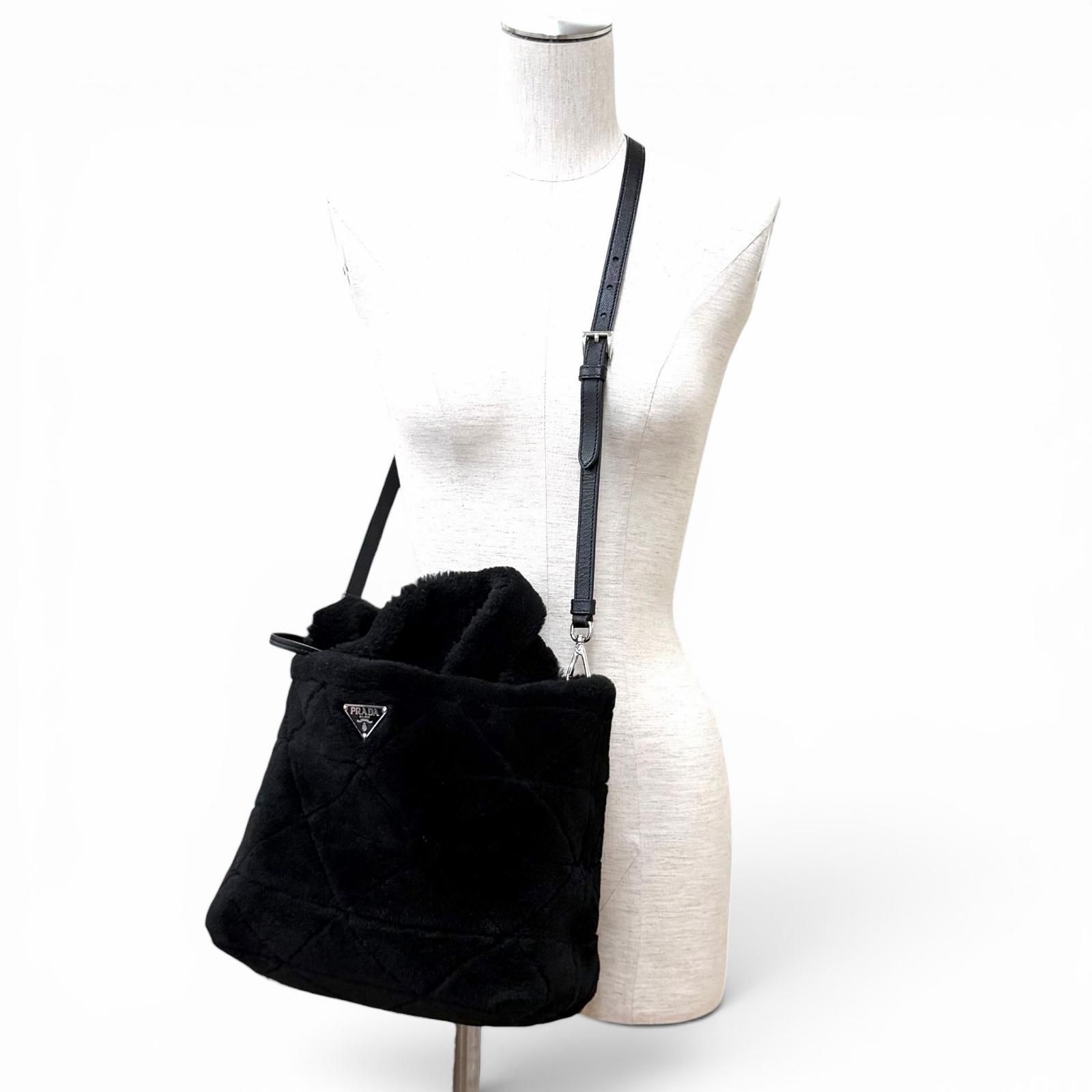 極美品☆PRADA プラダ 1BG378 ポーチ付 トライアングルロゴ 2WAY 