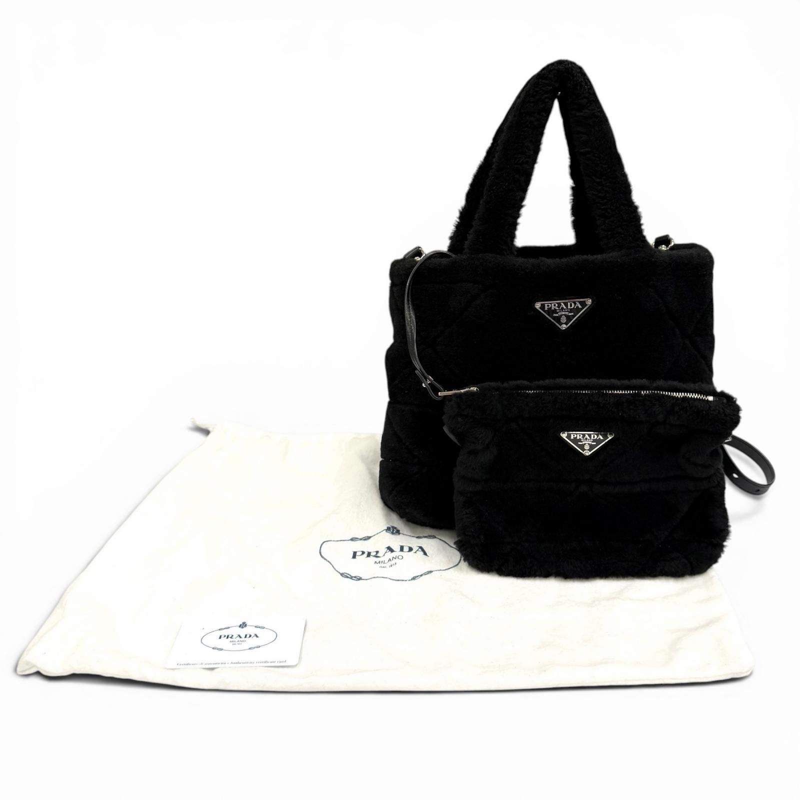 極美品☆PRADA プラダ 1BG378 ポーチ付 トライアングルロゴ 2WAY