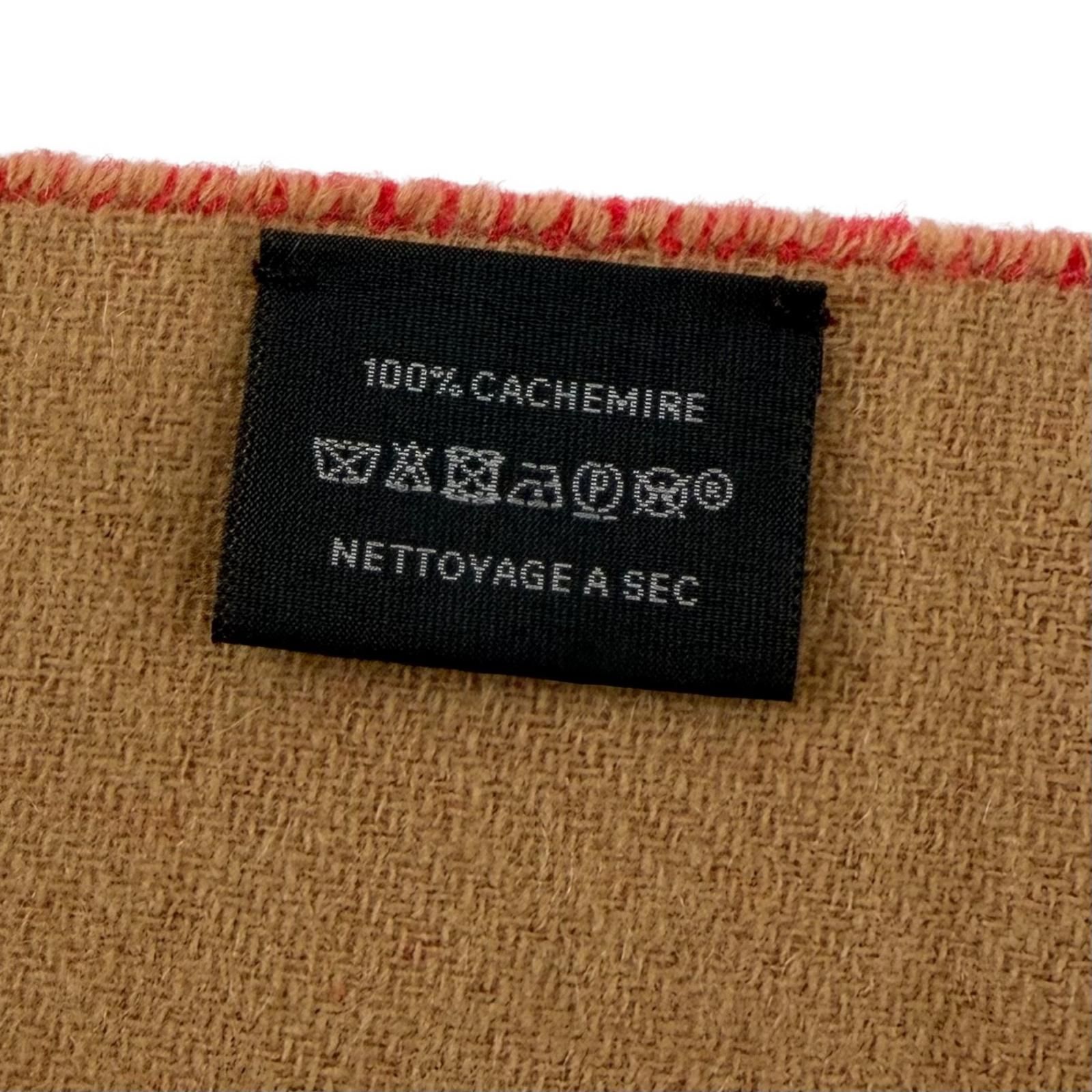 極美品☆HERMES エルメス カシミヤ100％ フリンジ付 バイカラー