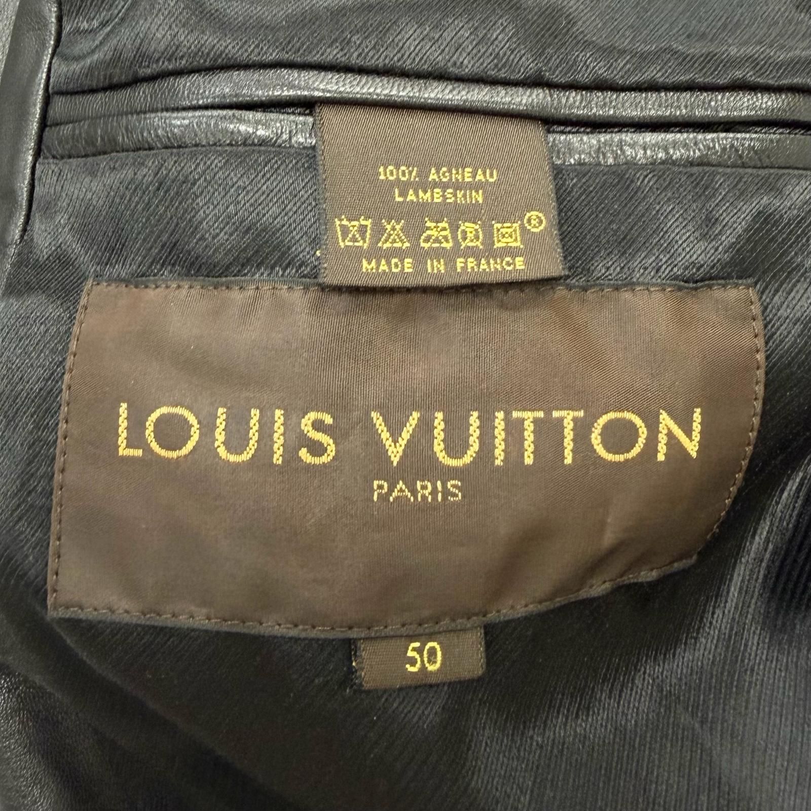 美品□LOUIS VUITTON ルイヴィトン ラムスキン スタンドカラー レザー