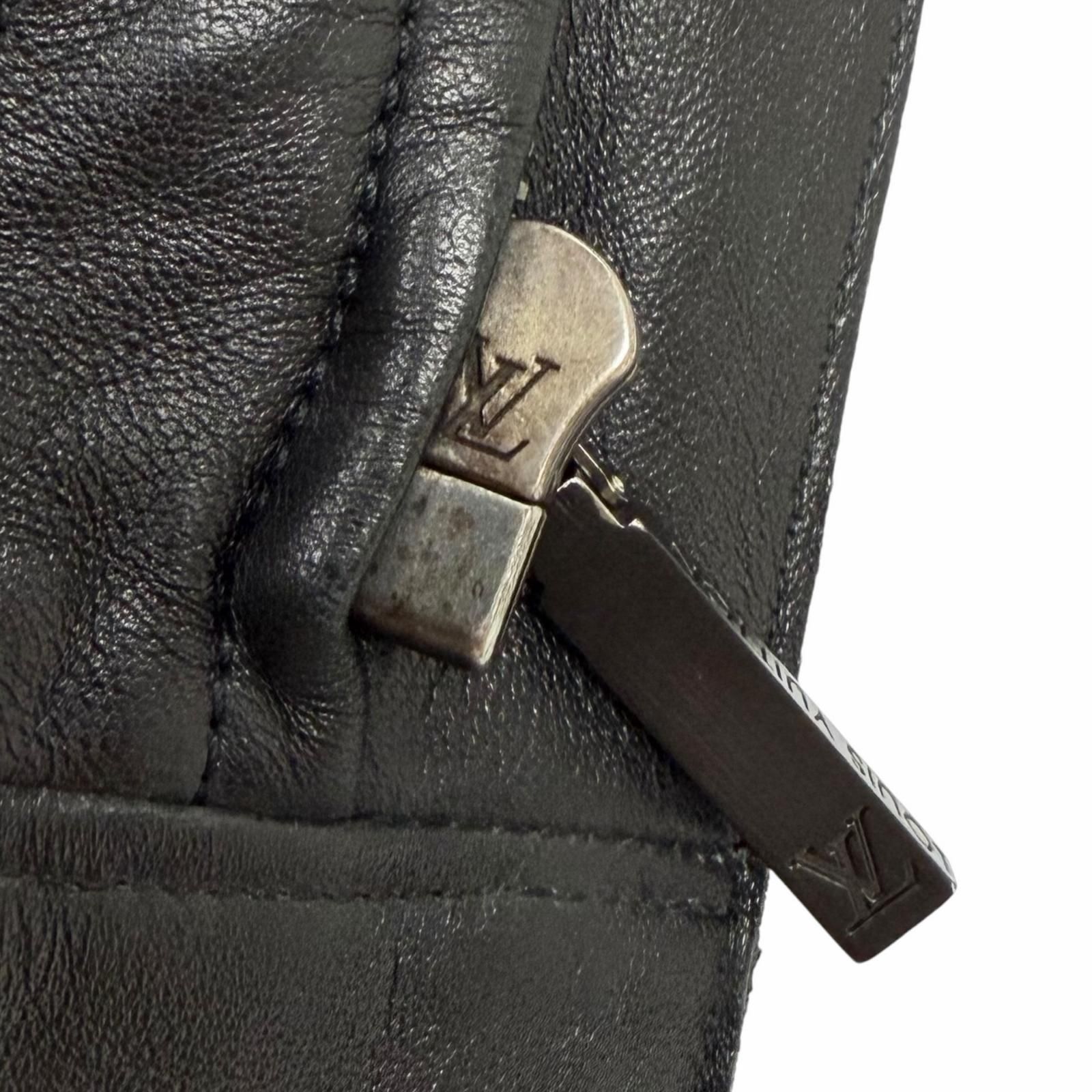 美品□LOUIS VUITTON ルイヴィトン ラムスキン スタンドカラー レザー