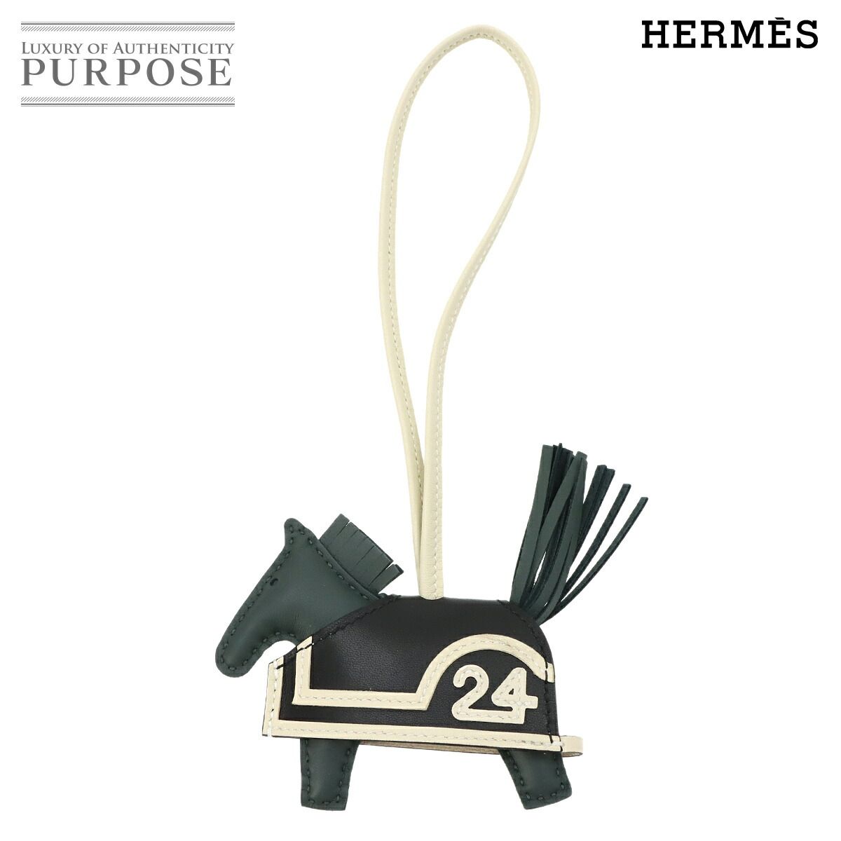未使用 展示品 エルメス HERMES ロデオ ロベオ 24 PM バッグ チャーム アニョーミロ ヴェールマングローブ ブラック クレ K刻印 90325544
