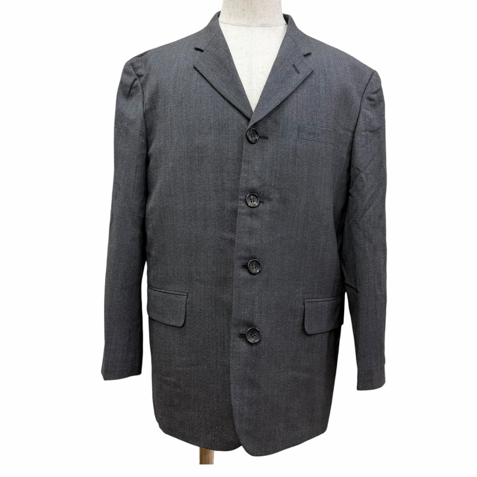 極美品□COMME des GARCONS HOMME コムデギャルソンオム ヴィンテージ HJ-10012M ウール100% AD1996 96SSアーカイブ テーラードジャケット グレー M 日本製 正規品 メンズ