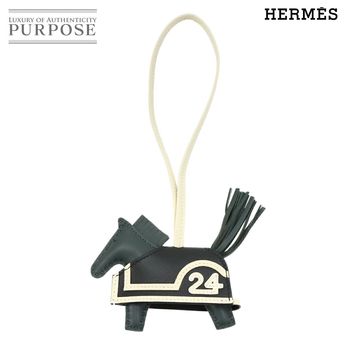 未使用 展示品 エルメス HERMES ロデオ ロベオ 24 PM バッグ チャーム アニョーミロ ヴェールマングローブ ブラック クレ K刻印 90325545
