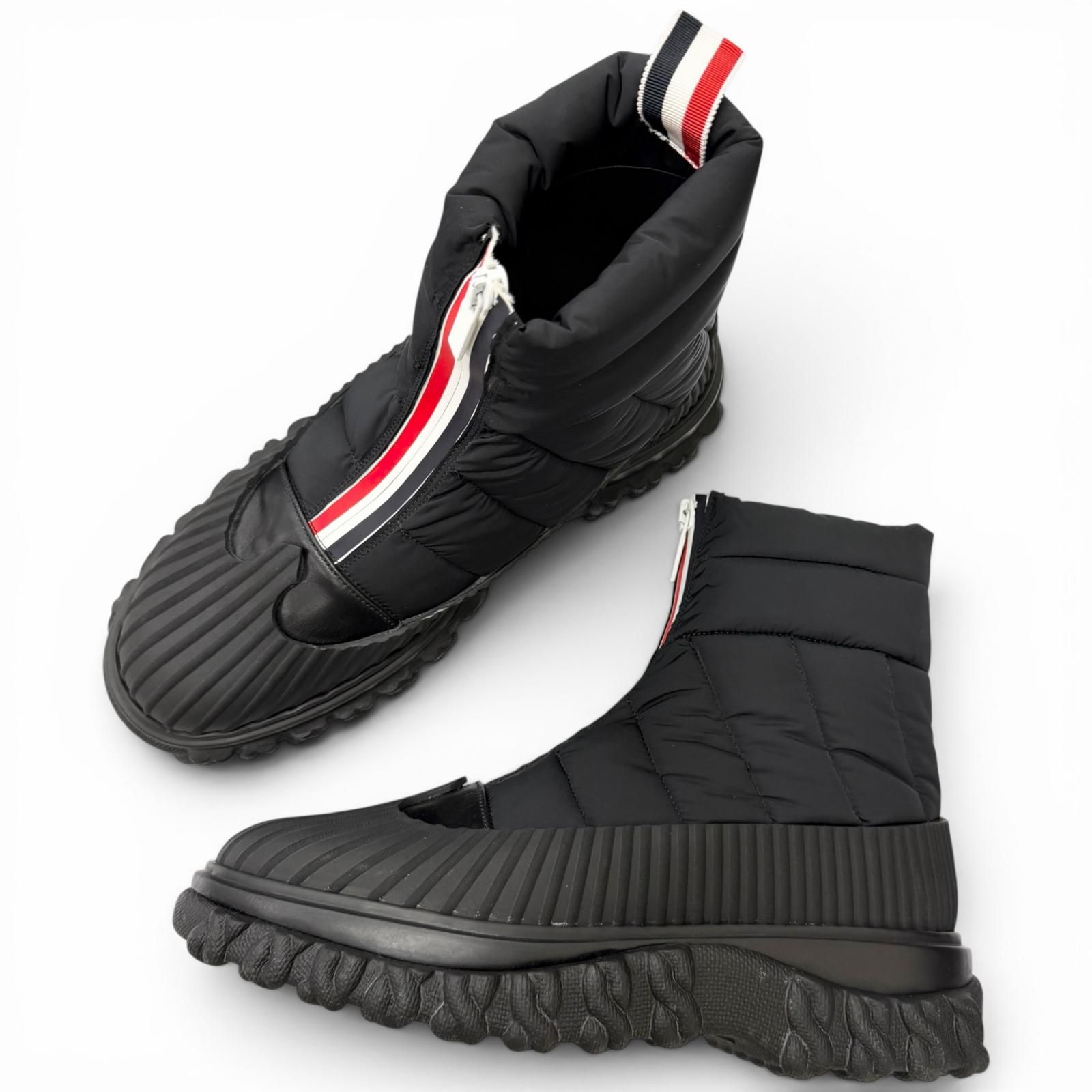 極美品■トムブラウン　厚底　ウィングチップシューズ　トリコロール　保存袋　37 未使用品□THOM BROWNE トムブラウン QUIL TED ZIP UP DUCK BOOT