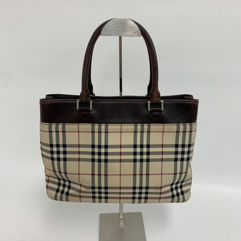 定番 人気】BURBERRY バーバリー トートバッグ ノバチェック レザー 茶