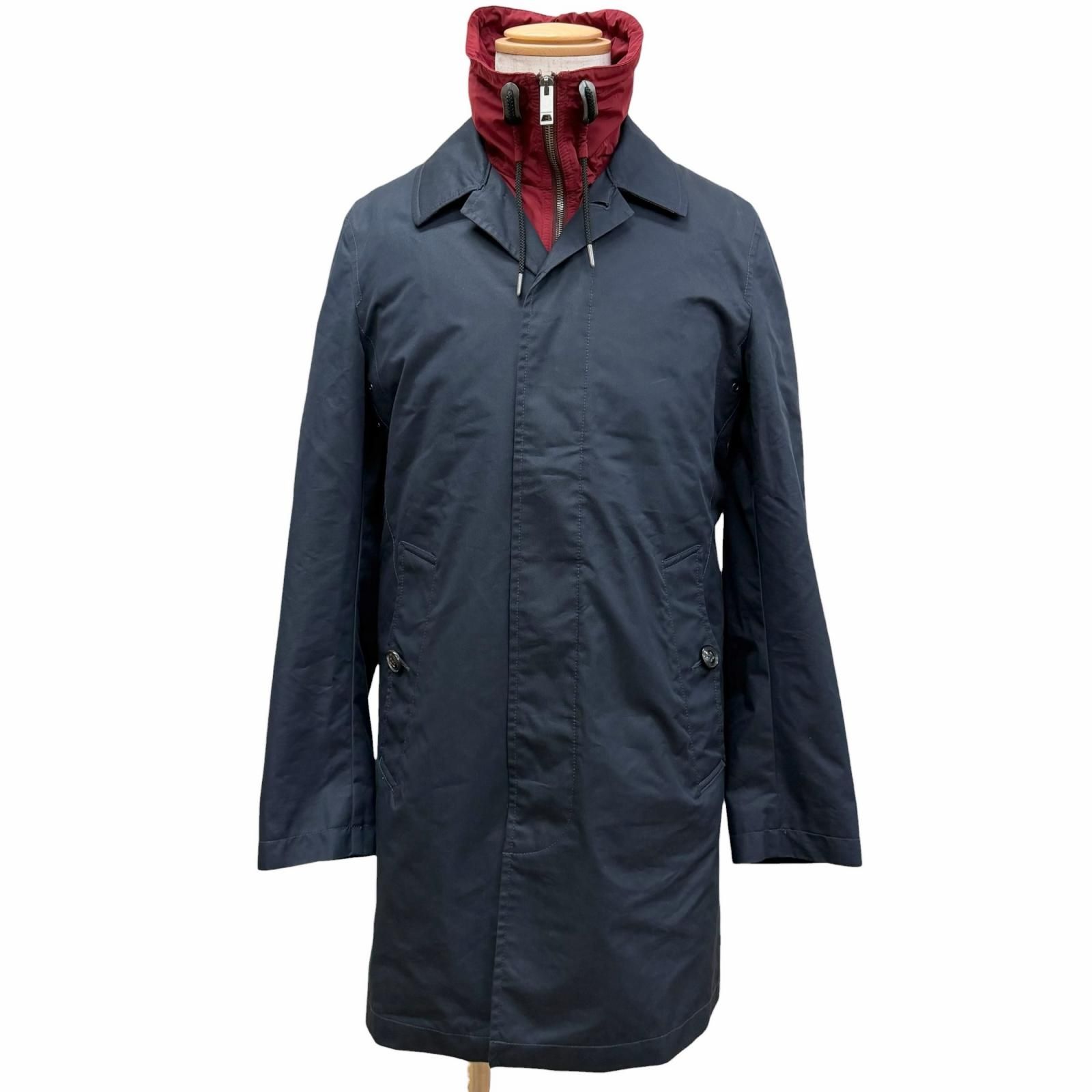 未使用品□BURBERRY バーバリー 4050699 裏地チェック柄 ライナー付き 3WAY チェスターコート ステンカラーコート ネイビー 44 正規品 メンズ