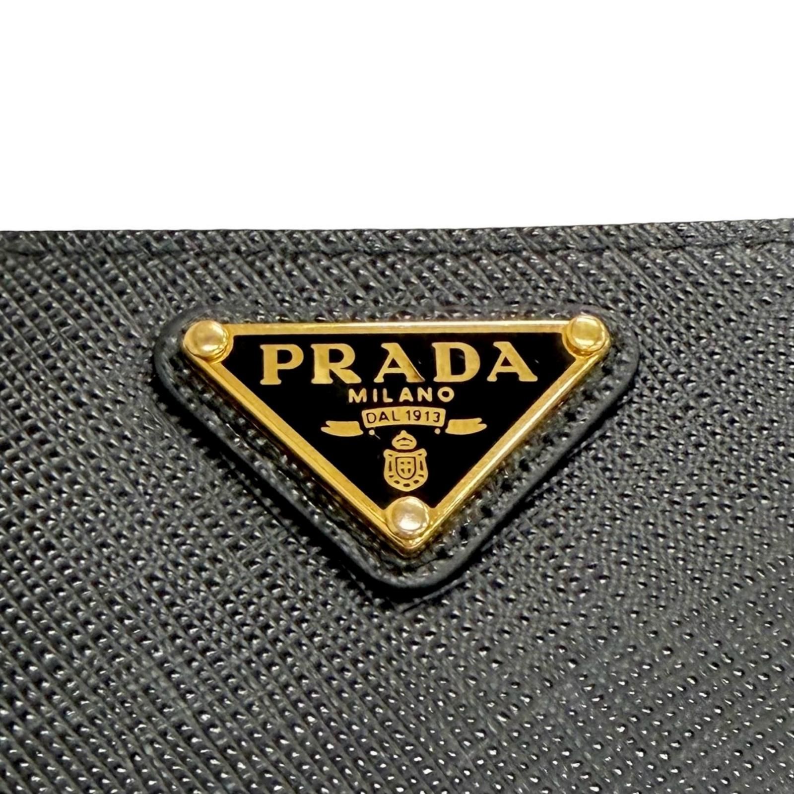 美品△PRADA プラダ 1ML506 サフィアーノレザー トライアングルロゴ 