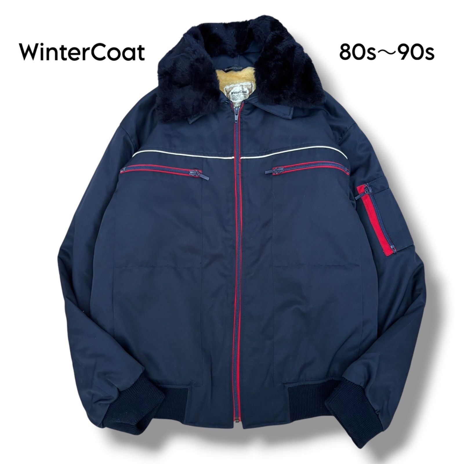 【WinterCoat】80s〜90s Y2K ボアライナー付防寒フライトジャケット ドカジャン L