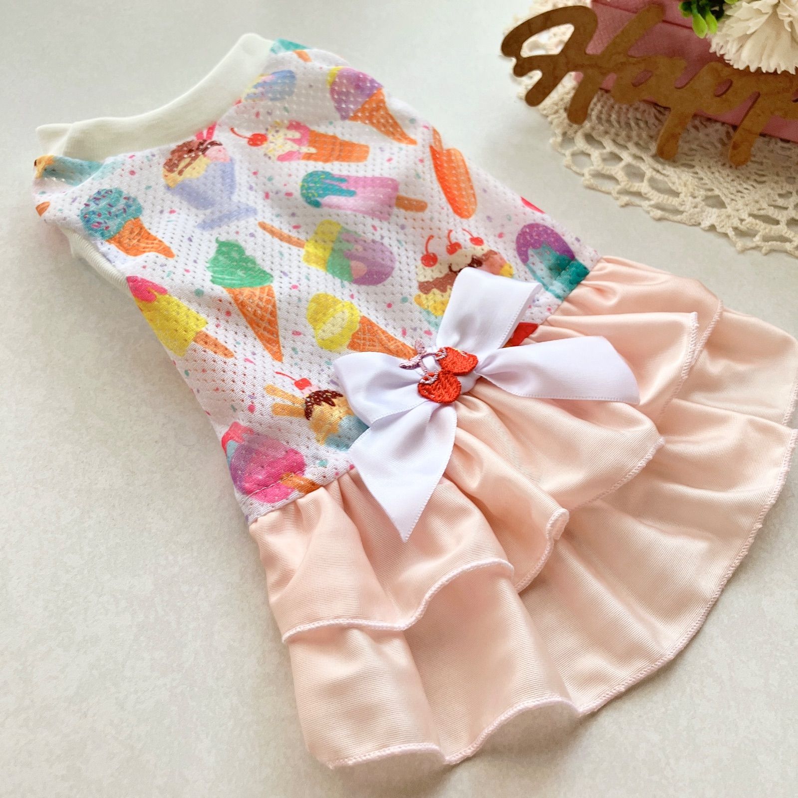 ハンドメイドオーダー犬服【あいちゃん】 ♡ハンドメイド犬服♡アイスクリーム♡オーダー - メルカリ