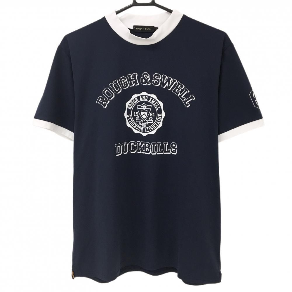 超美品】ラフアンドスウェル Tシャツ ネイビー×市W路 フロントロゴ
