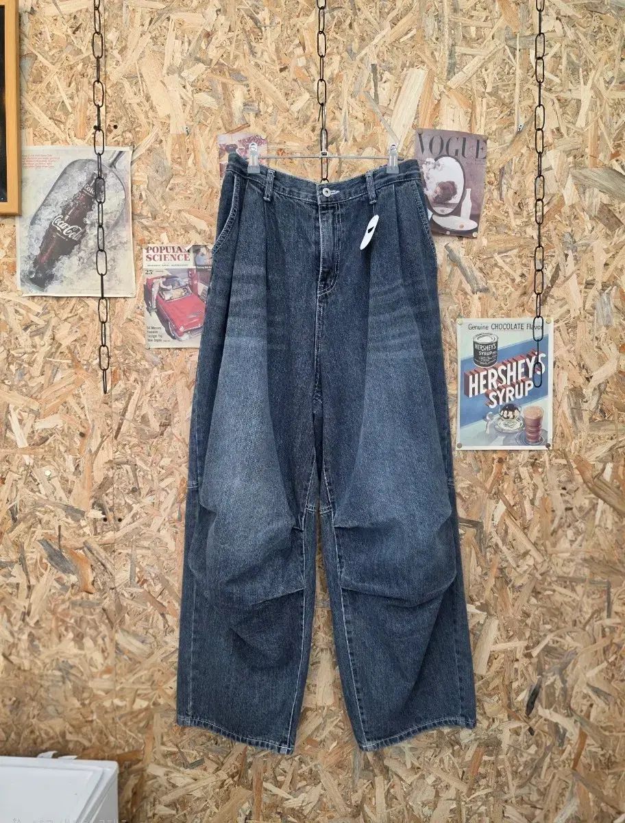 MUSINSA gojeans ウエスト後ろゴム ワイド デニム パンツ L