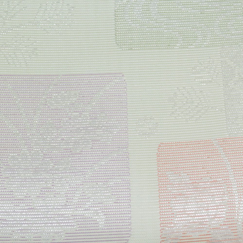 袋帯 未使用品 夏物 絽 西陣織 色紙に春秋模様 銀糸 ホワイトリリー色