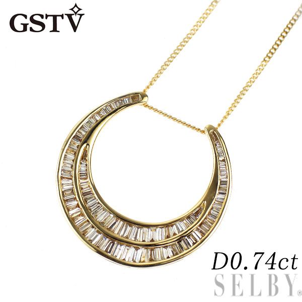 GSTV K18YG ダイヤモンド ペンダントネックレス 0.74ct 大久保馬蹄 三日月