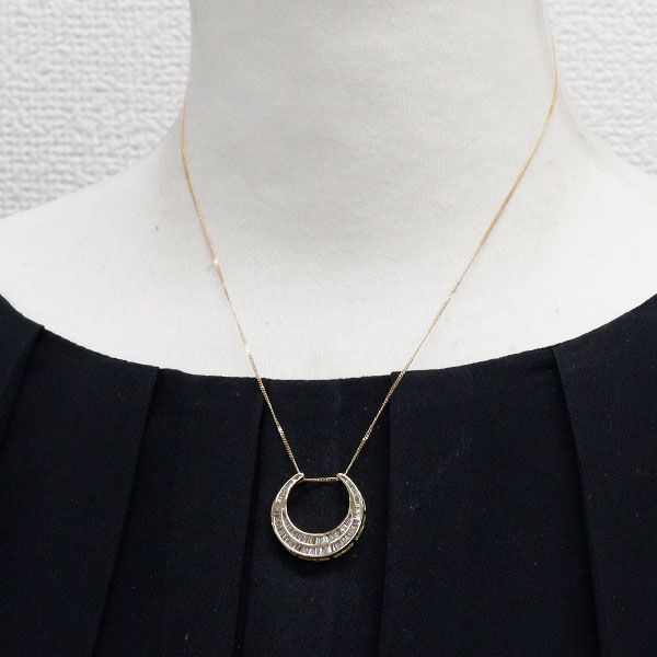 GSTV K18YG ダイヤモンド ペンダントネックレス 0.74ct 大久保馬蹄