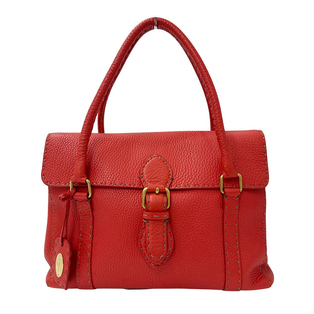 フェンディ FENDI バッグ レディース メンズ ブランド ハンドバッグ レザー リンダ レッド おしゃれ 鮮やか 【中古】