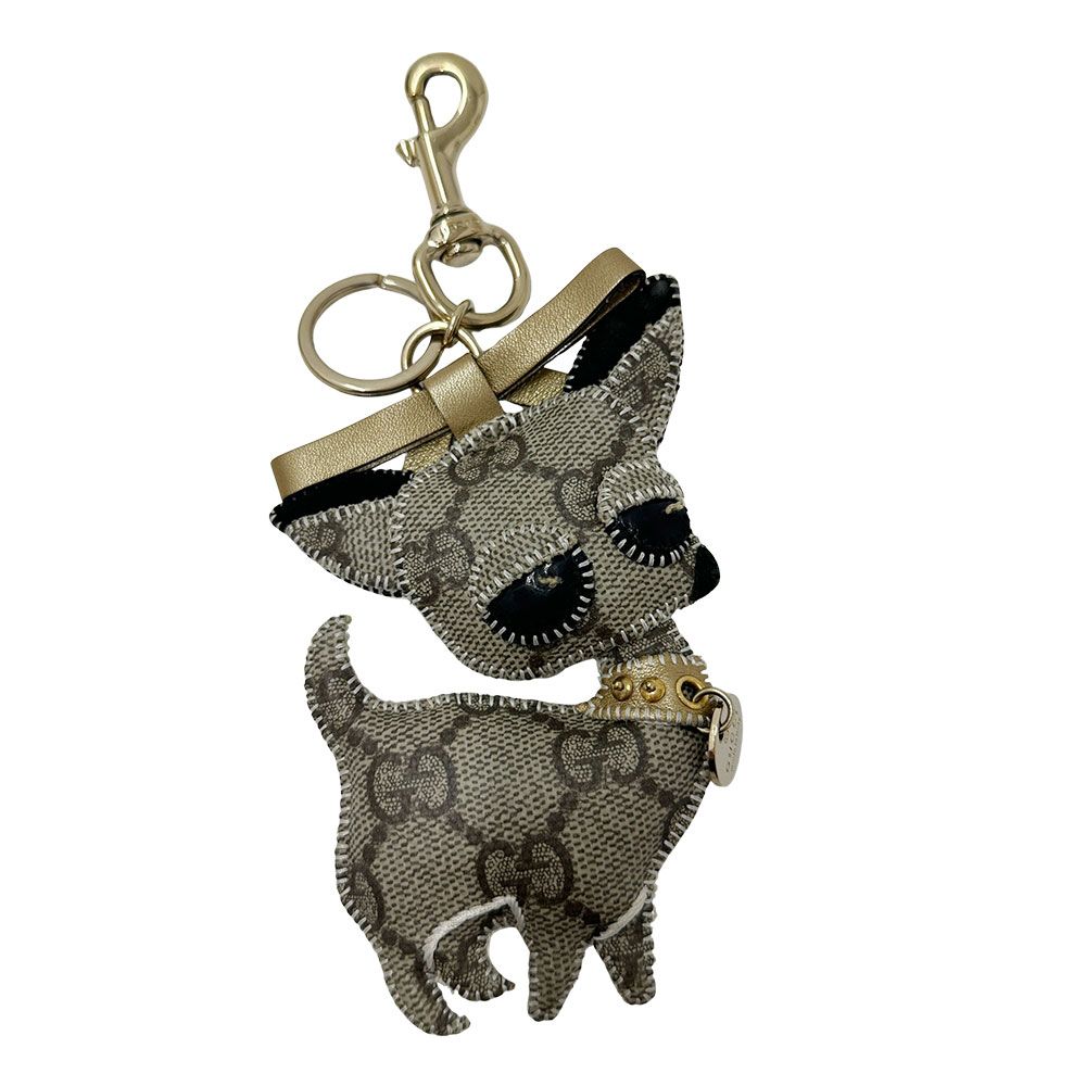 グッチ GUCCI キーホルダー レディース ブランド グッチョリ チワワ GGスプリーム ベージュ ブラウン ドッグ 犬 おしゃれ かわいい 【中古】