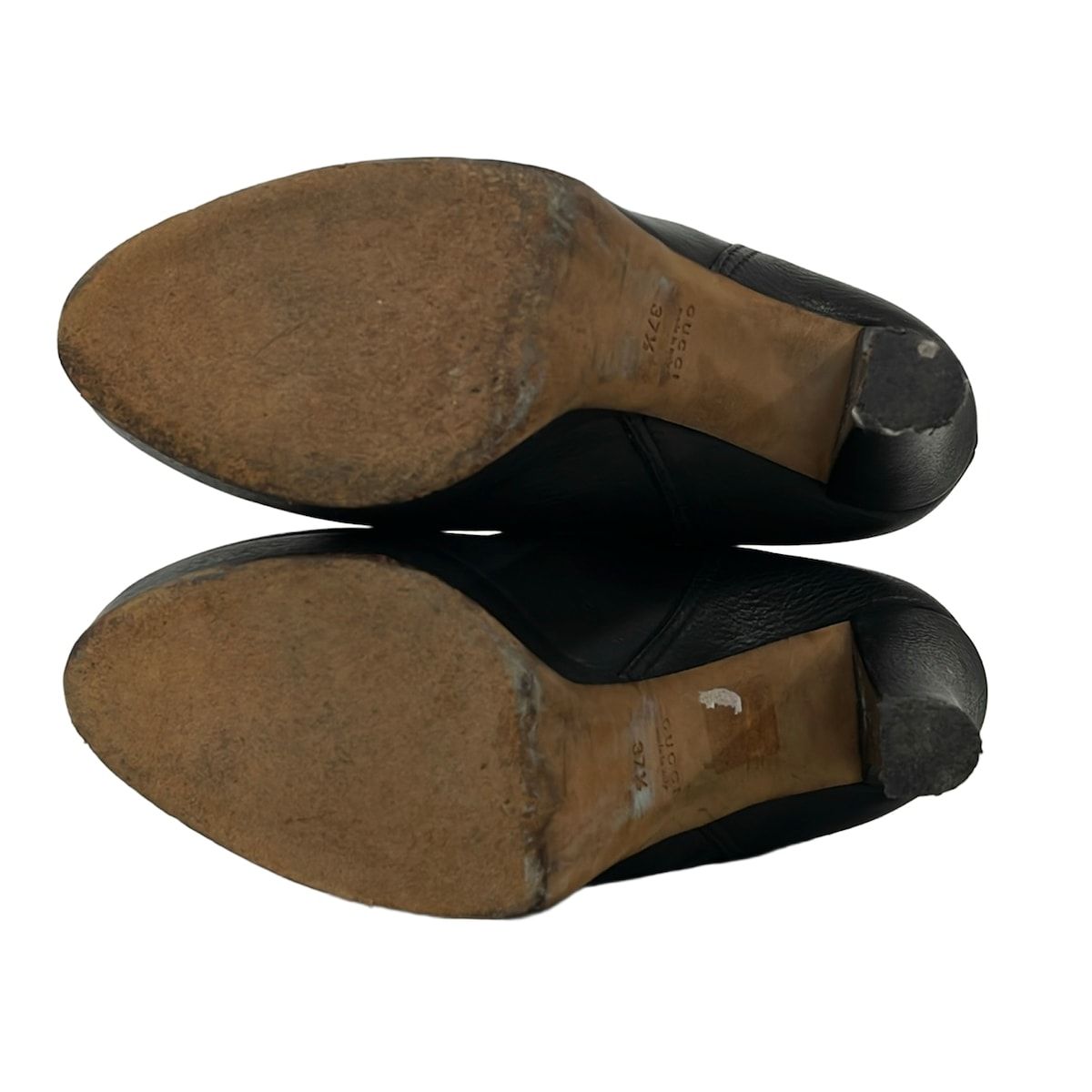 美品　グッチ　ロングブーツ　レザー　黒　茶　36 1/2 GUCCI(グッチ) ロングブーツ 37 1/2 レディース - 269734 黒 タッセル