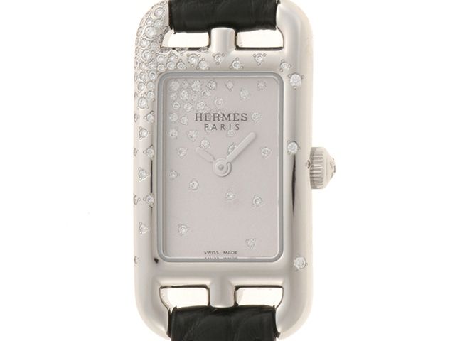 HERMES エルメス ウォッチ ナンタケットPM ジュテ・ドゥ・ディアマン 時計 NA2.131 腕時計 ステンレススチール/アリゲーター シルバー【中古】433