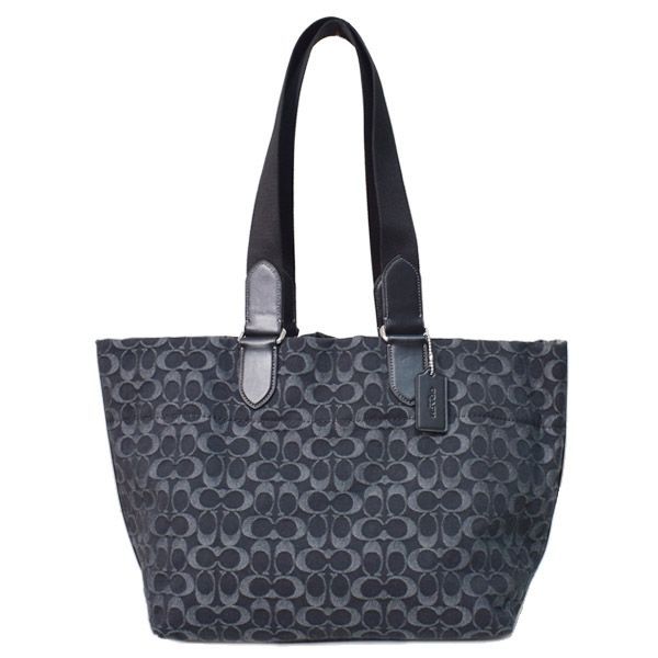COACH コーチ ブラックデニム トートバッグ 2WAY CAZ29 コーチ メンズ バッグ COACH デニム レザー シグネチャー スモール
