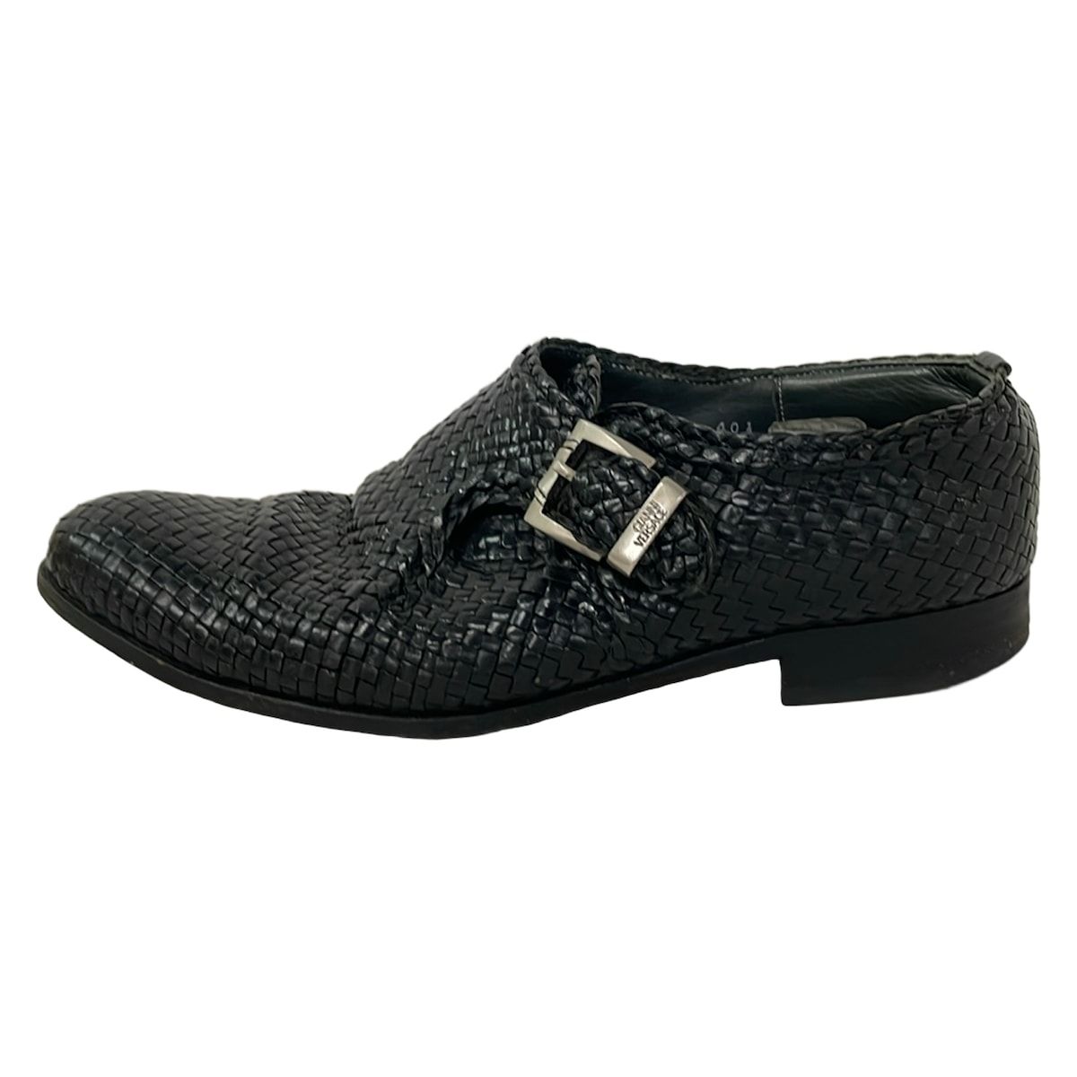VERSACE(ヴェルサーチ) シューズ 40 1/2 メンズ - 黒 編み込み レザー