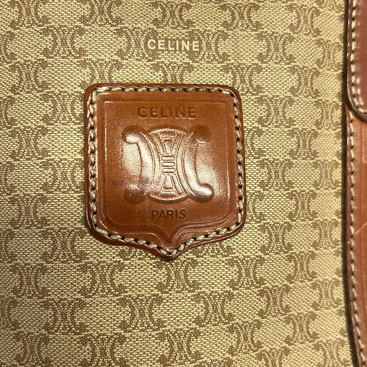 CELINE(セリーヌ) ハンドバッグ マカダム柄 ベージュ×ブラウン ミニ 