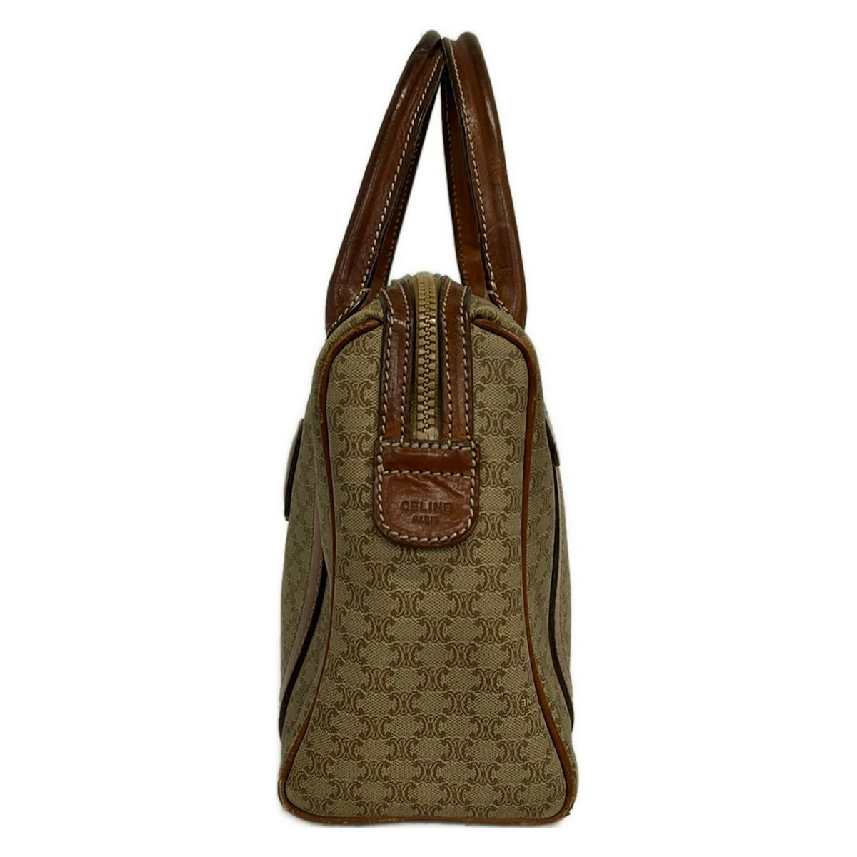 CELINE(セリーヌ) ハンドバッグ マカダム柄 ベージュ×ブラウン ミニ 