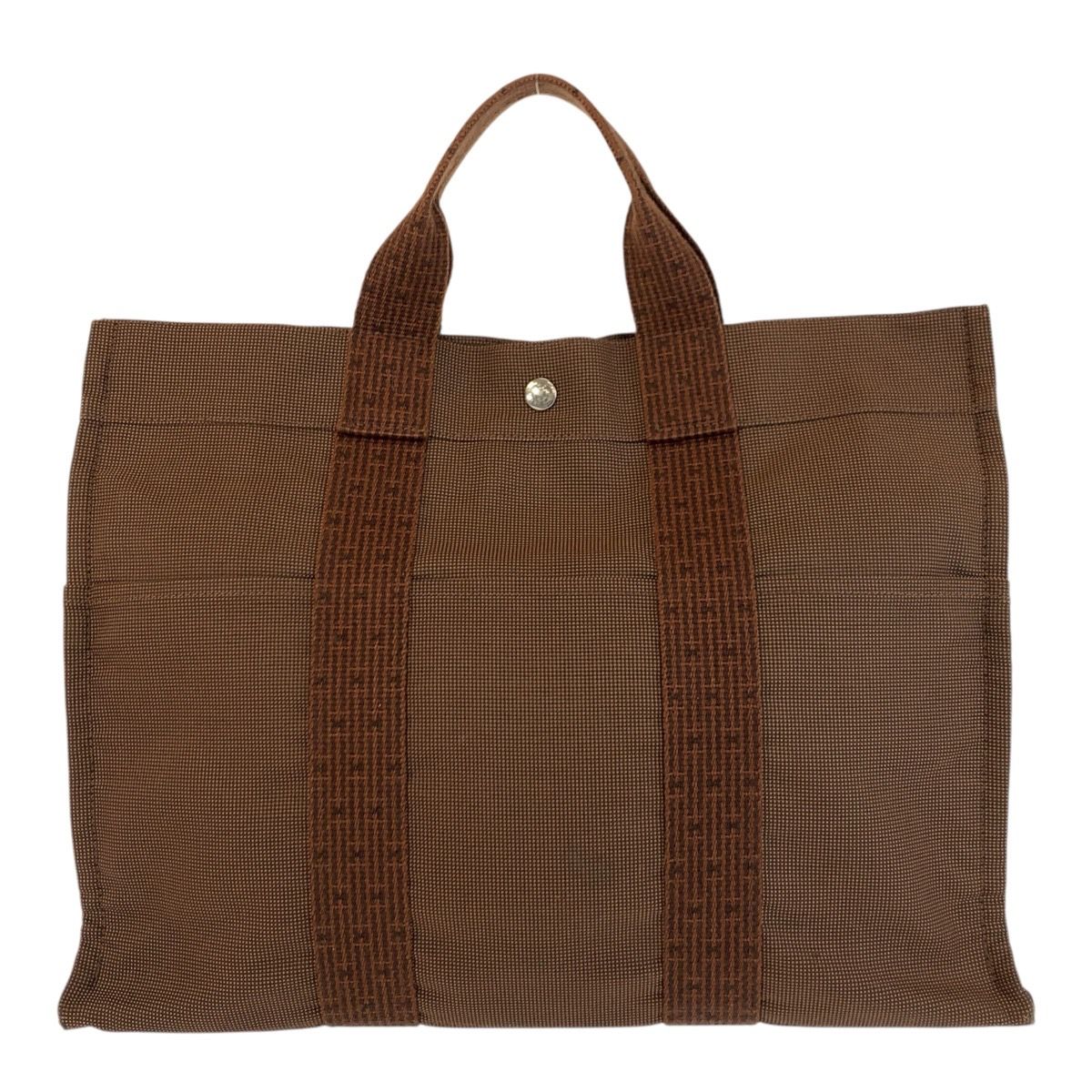 HERMES エルメス エールライン ブラウン シルバー金具 ポリアミド