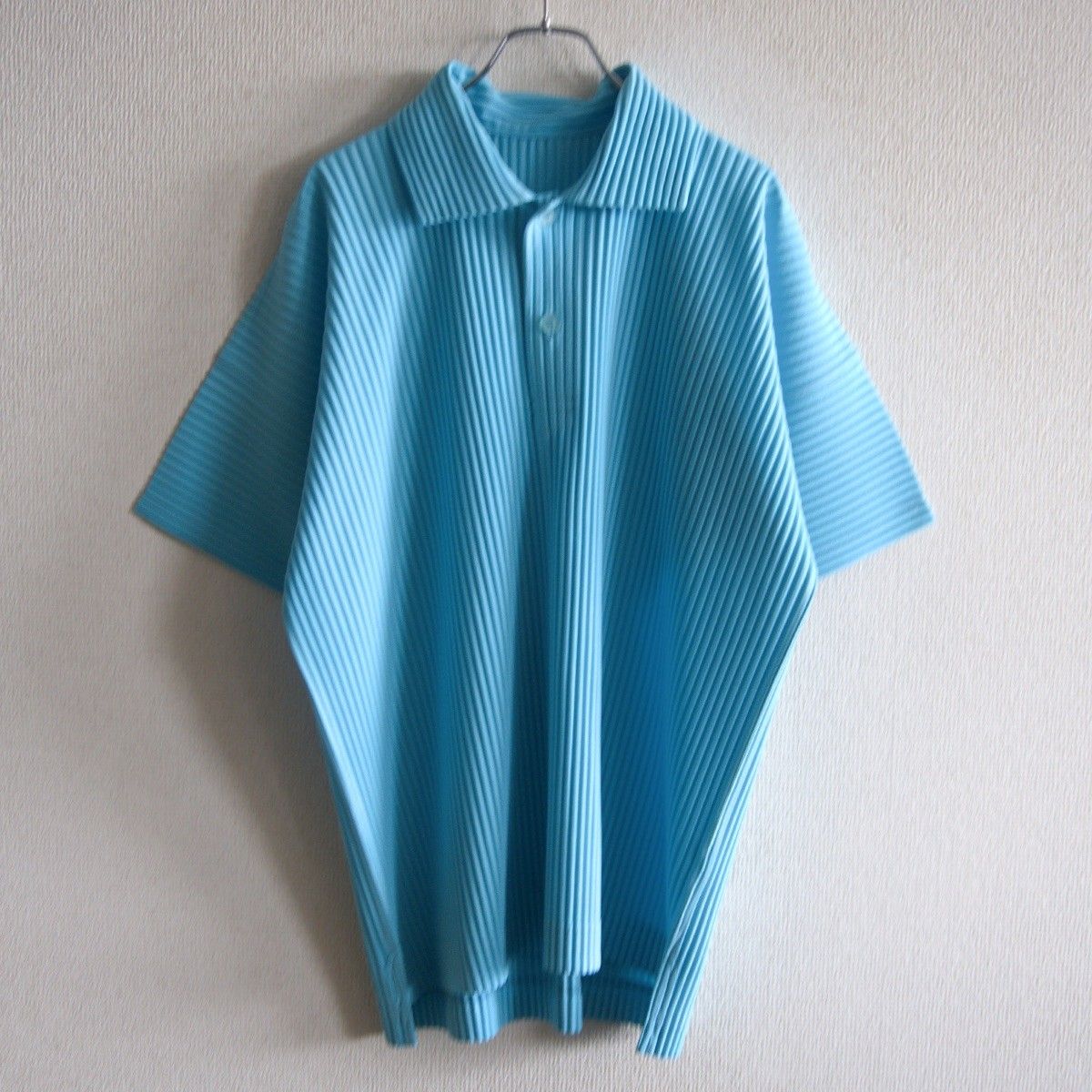 美品】 HOMME PLISSE ISSEY MIYAKE【プリーツ ポロシャツ】2 ブルー