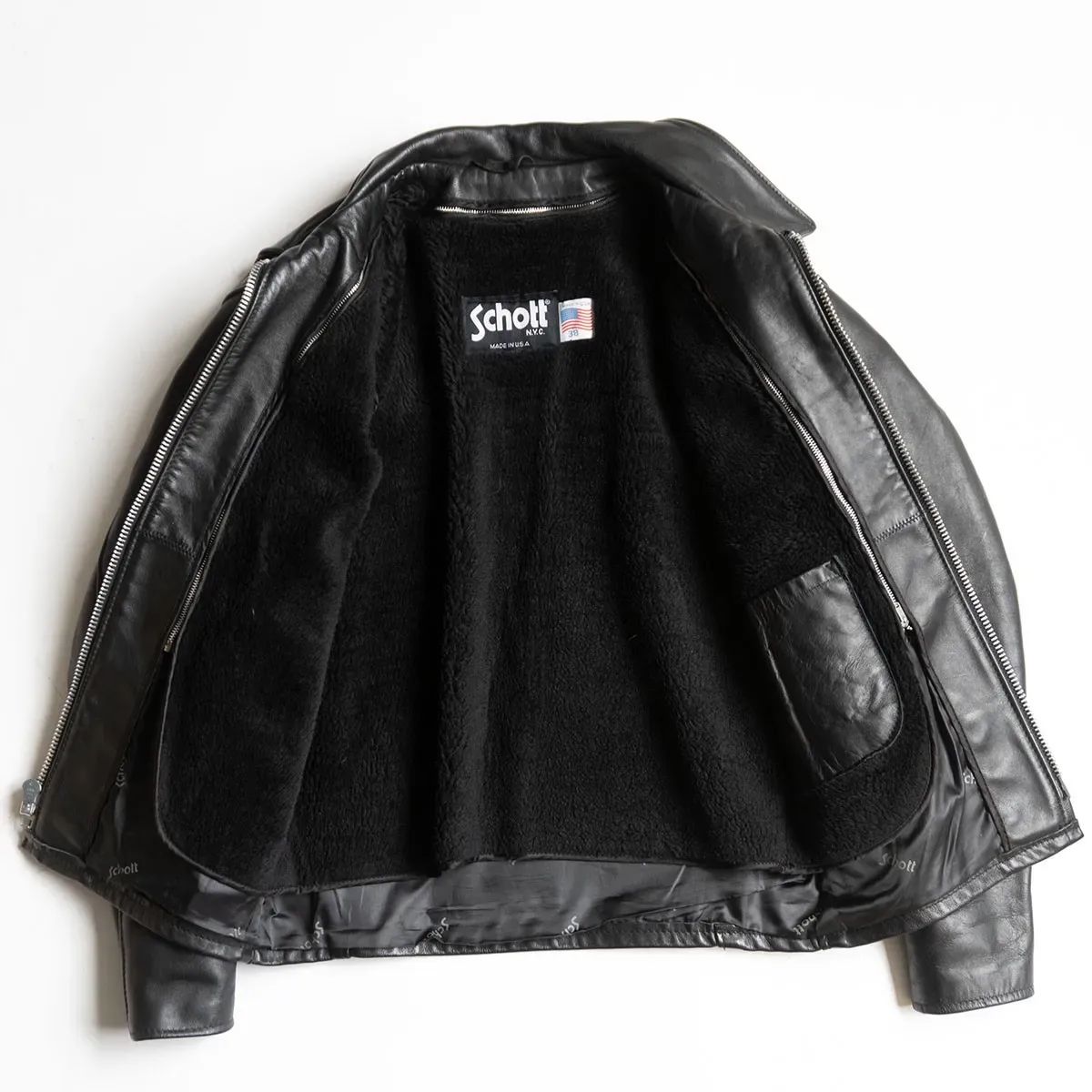 美品】SCHOTT【652/シングルライダースジャケット】38 ボアライナー 美品】SCHOTT【652/シングルライダースジャケット】38 ボアライナー