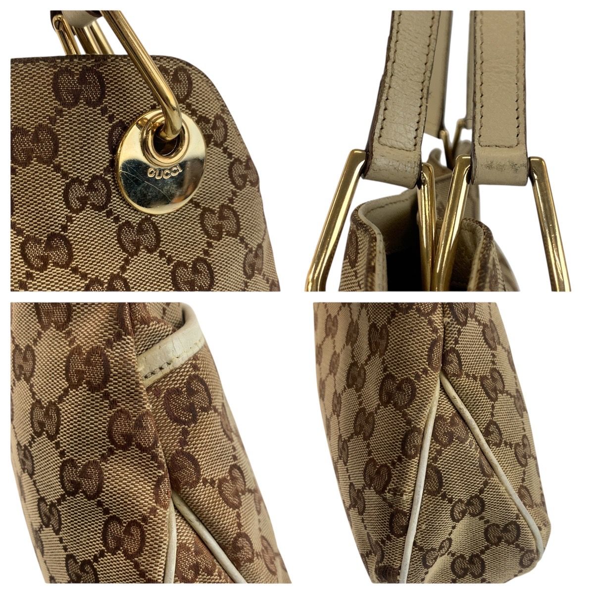 ゴールド GUCCI パーティーバッグ SUPER beige Brown Canvas Coated GG Bag Duffle Mini Adidas x Gucci バッグ