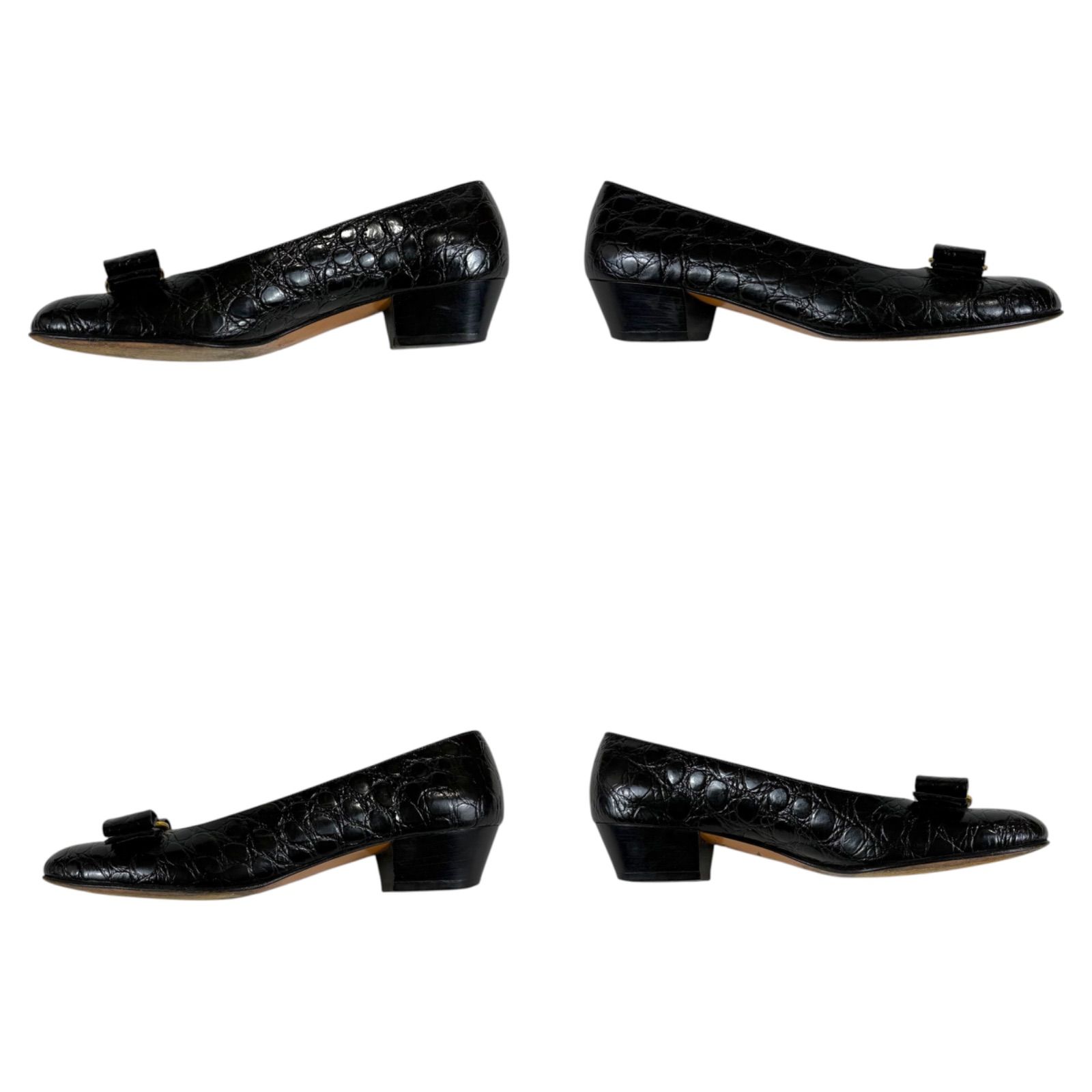 未使用品✨サルバトーレフェラガモ パンプス 5 ヴァラリボン　クロコダイル サルヴァトーレフェラガモ Salvatore Ferragamo ヴァラリボン パンプス