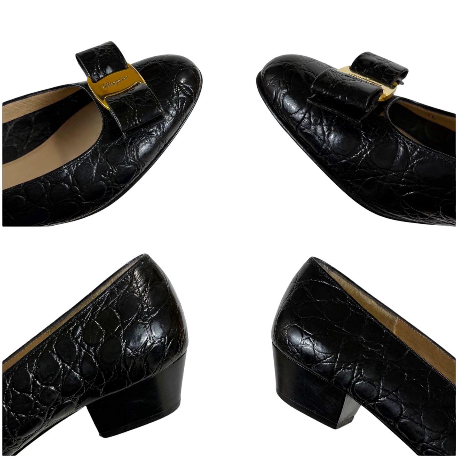 未使用品✨サルバトーレフェラガモ パンプス 5 ヴァラリボン　クロコダイル サルヴァトーレフェラガモ Salvatore Ferragamo ヴァラリボン パンプス