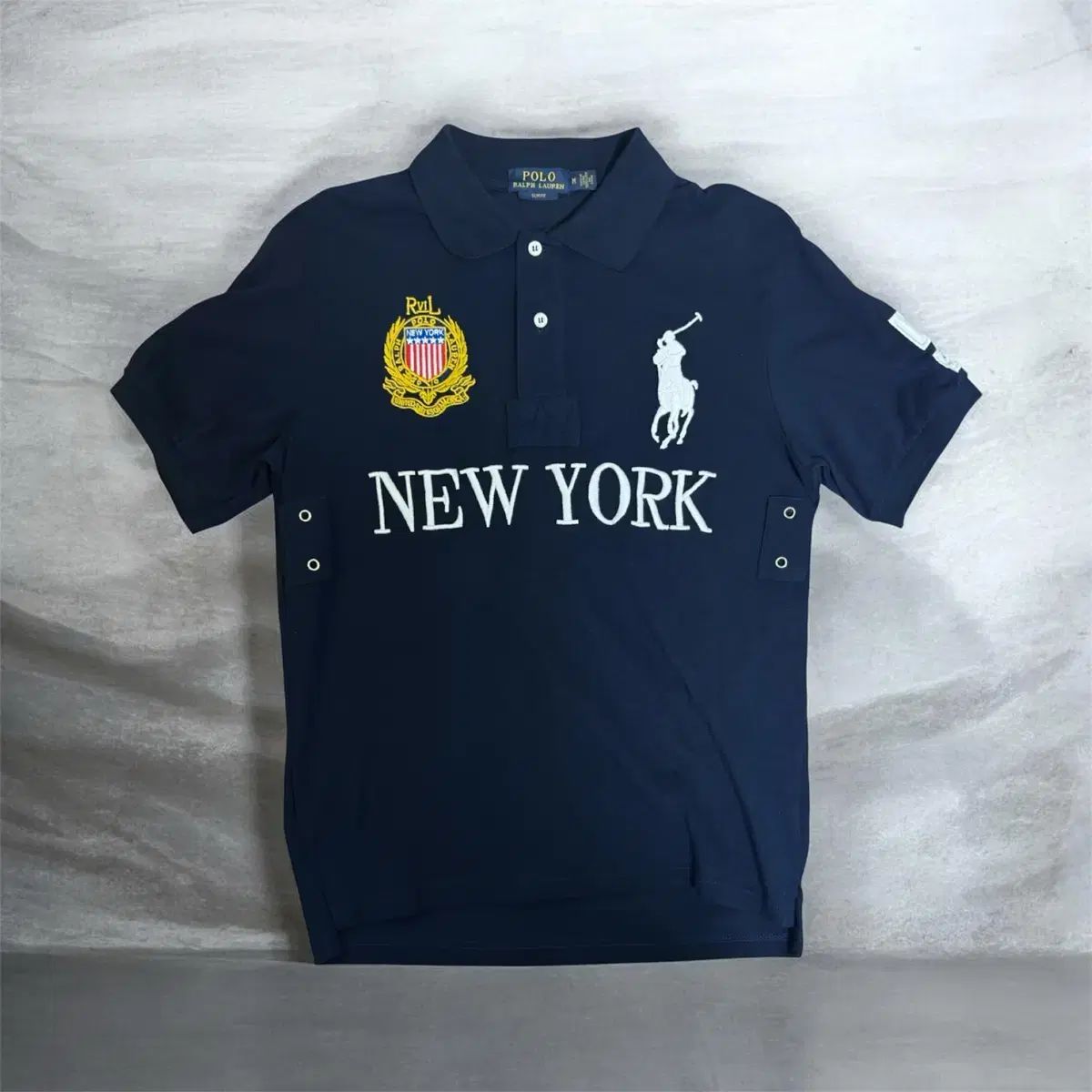 ポロラルフローレン NEW YORK 半袖 カラーTシャツ ネイビー m