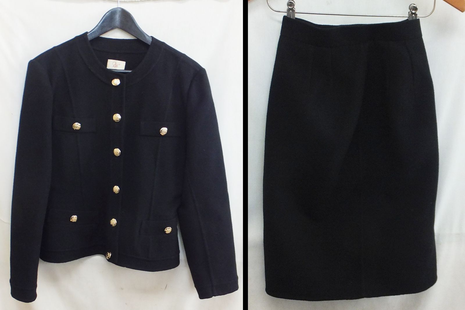 S201【高級婦人服】RIZ　レディース　フォーマルスーツ　9号　ウール100％　中古　/10