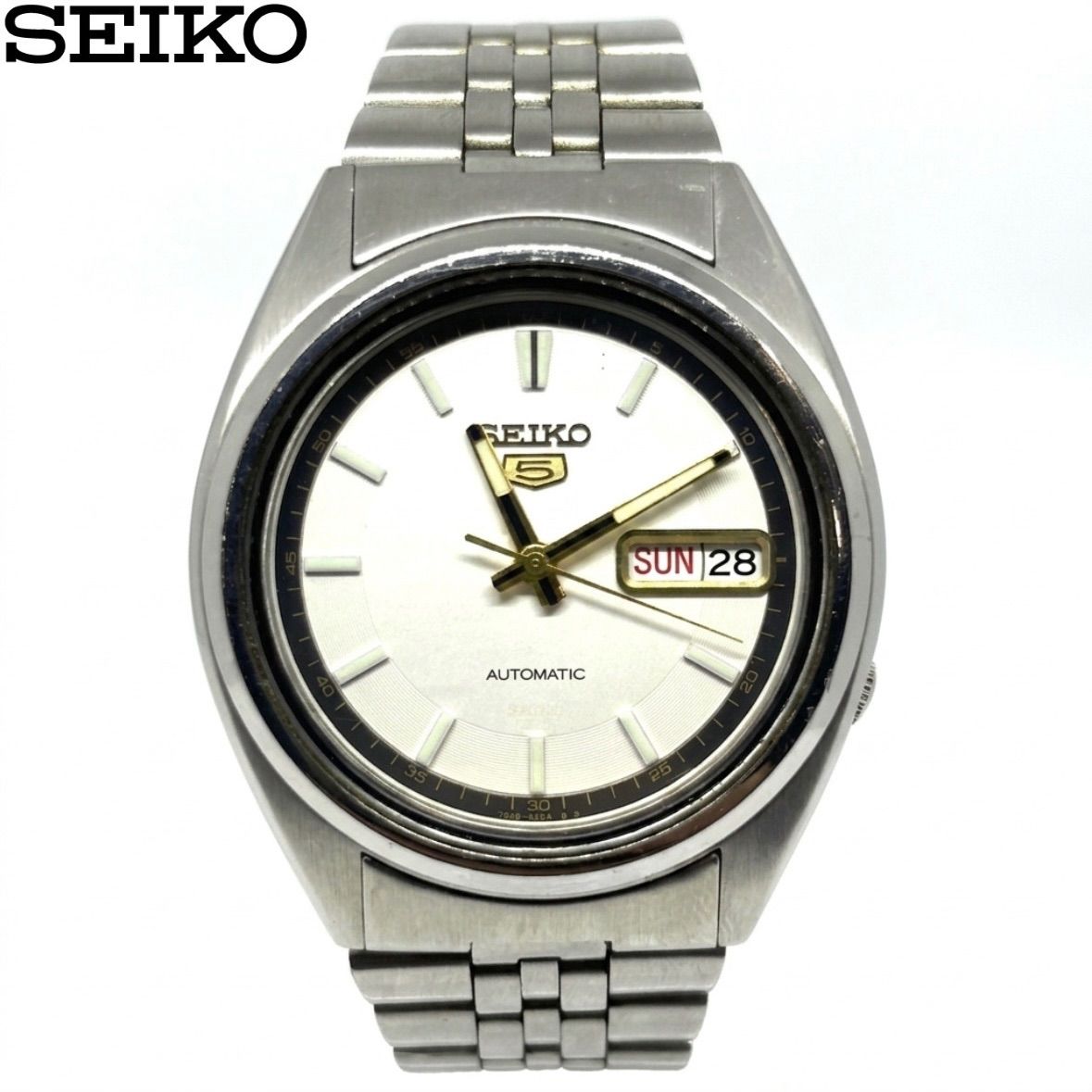 【稼働品】SEIKO セイコーファイブコレクション　21石　白文字盤　自動巻き　7S26-3180