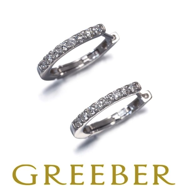 ダイヤ ダイヤモンド 0.10ct/0.10ct フープ ピアス K18WG #194081