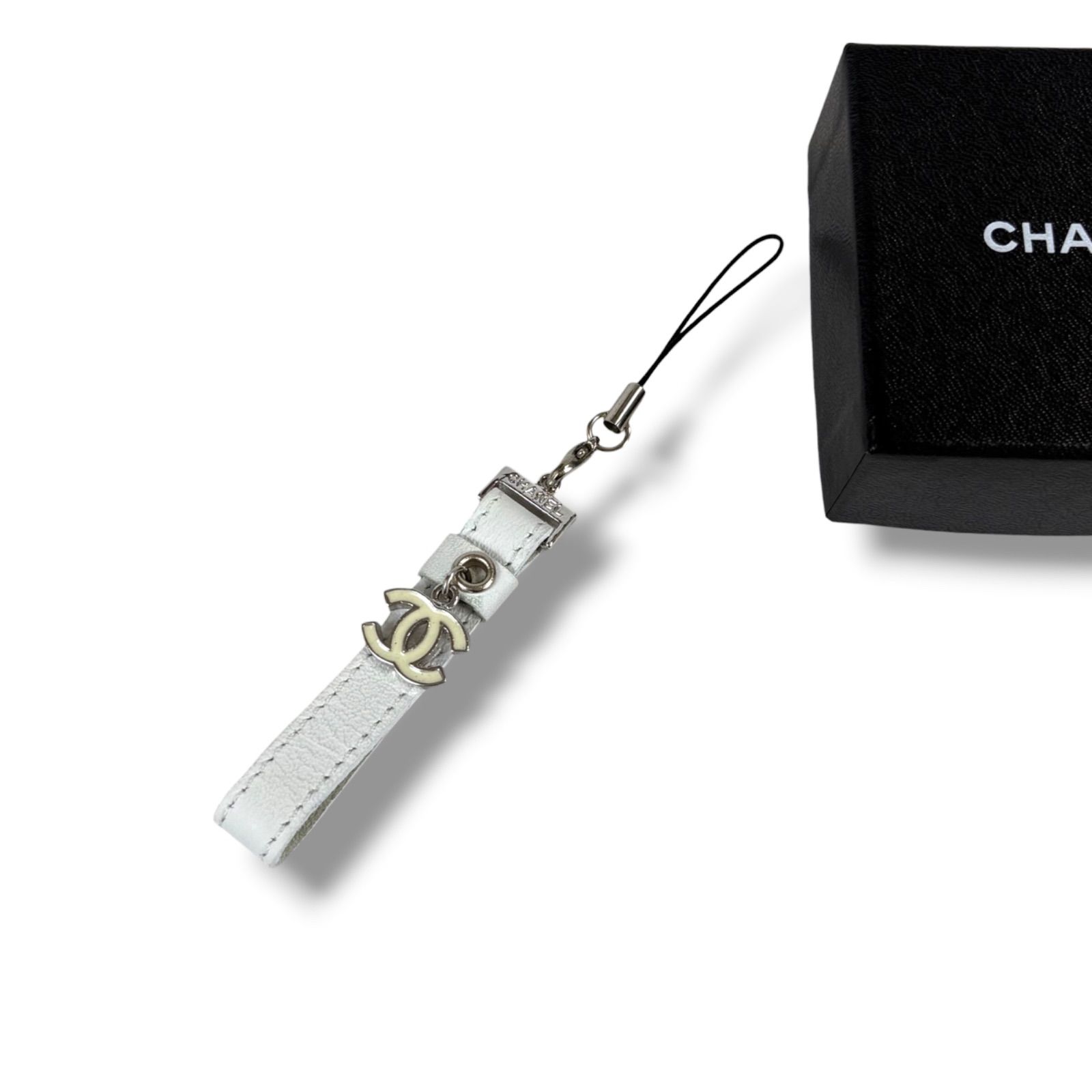 CHANEL シャネル ココマーク 携帯ストラップ チャーム ホワイト バッグ