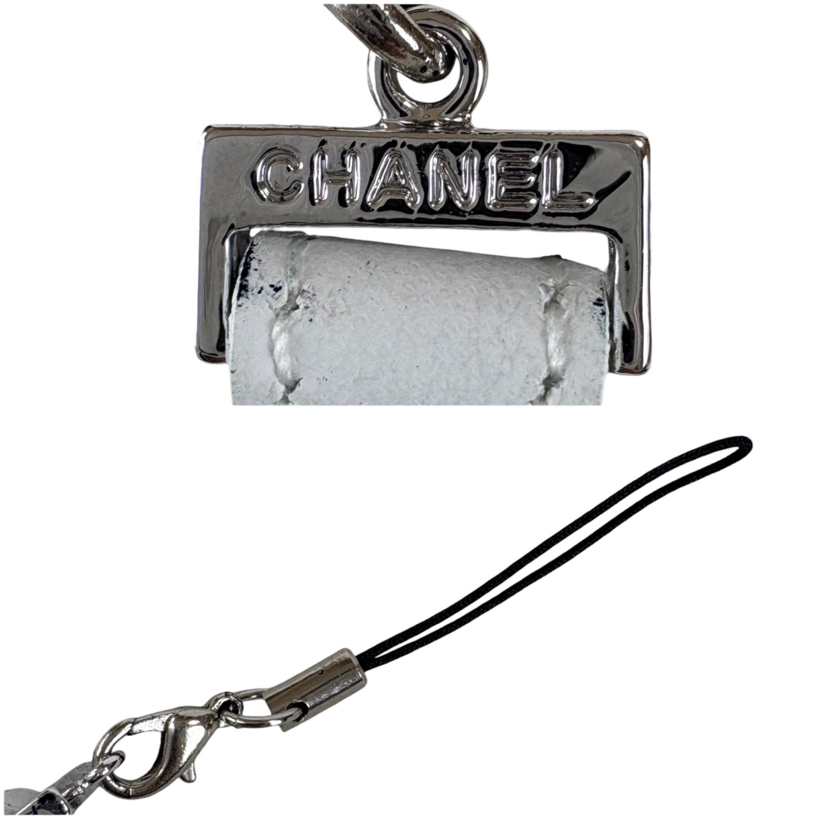 CHANEL シャネル ココマーク 携帯ストラップ チャーム ホワイト バッグ