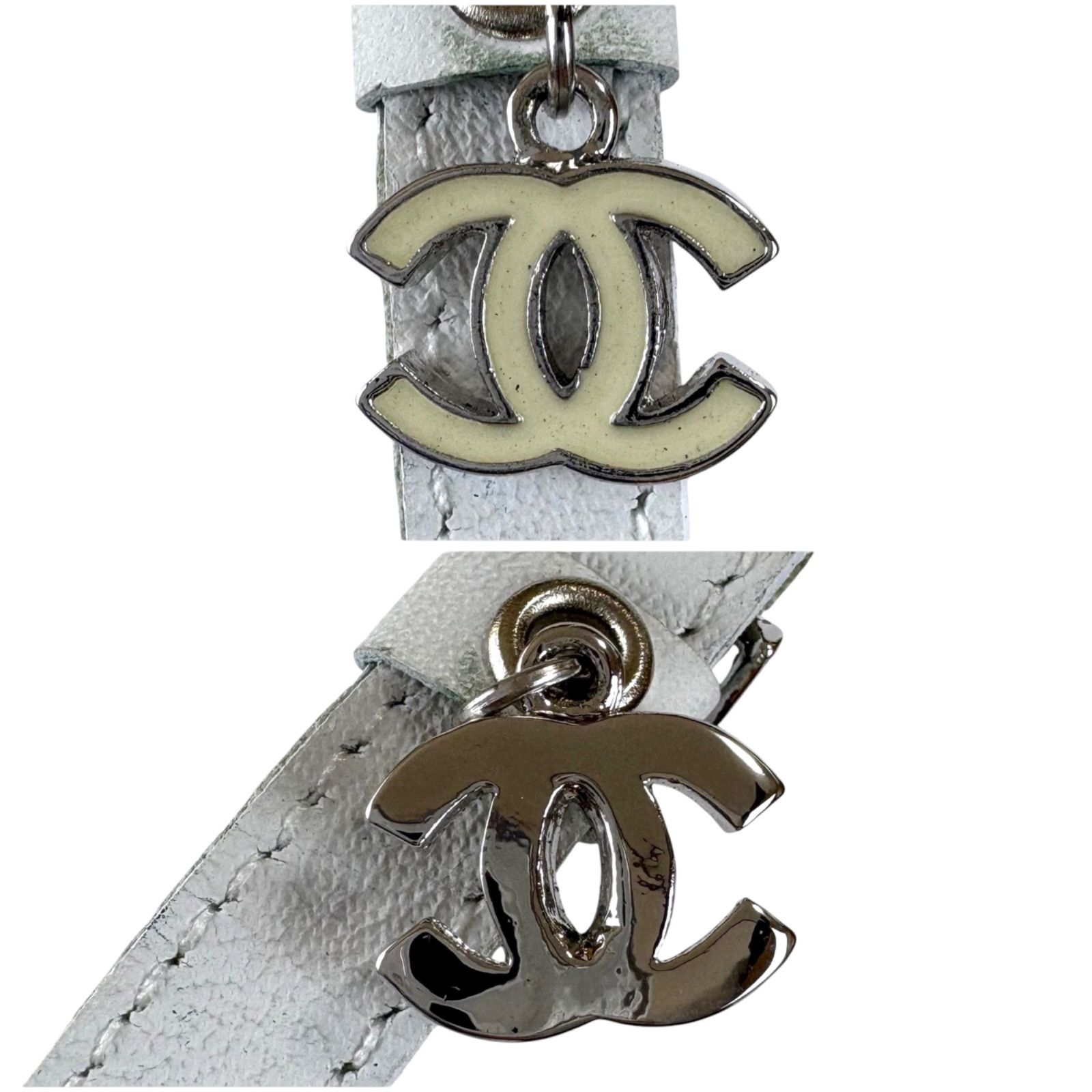 CHANEL シャネル ココマーク 携帯ストラップ チャーム ホワイト バッグ