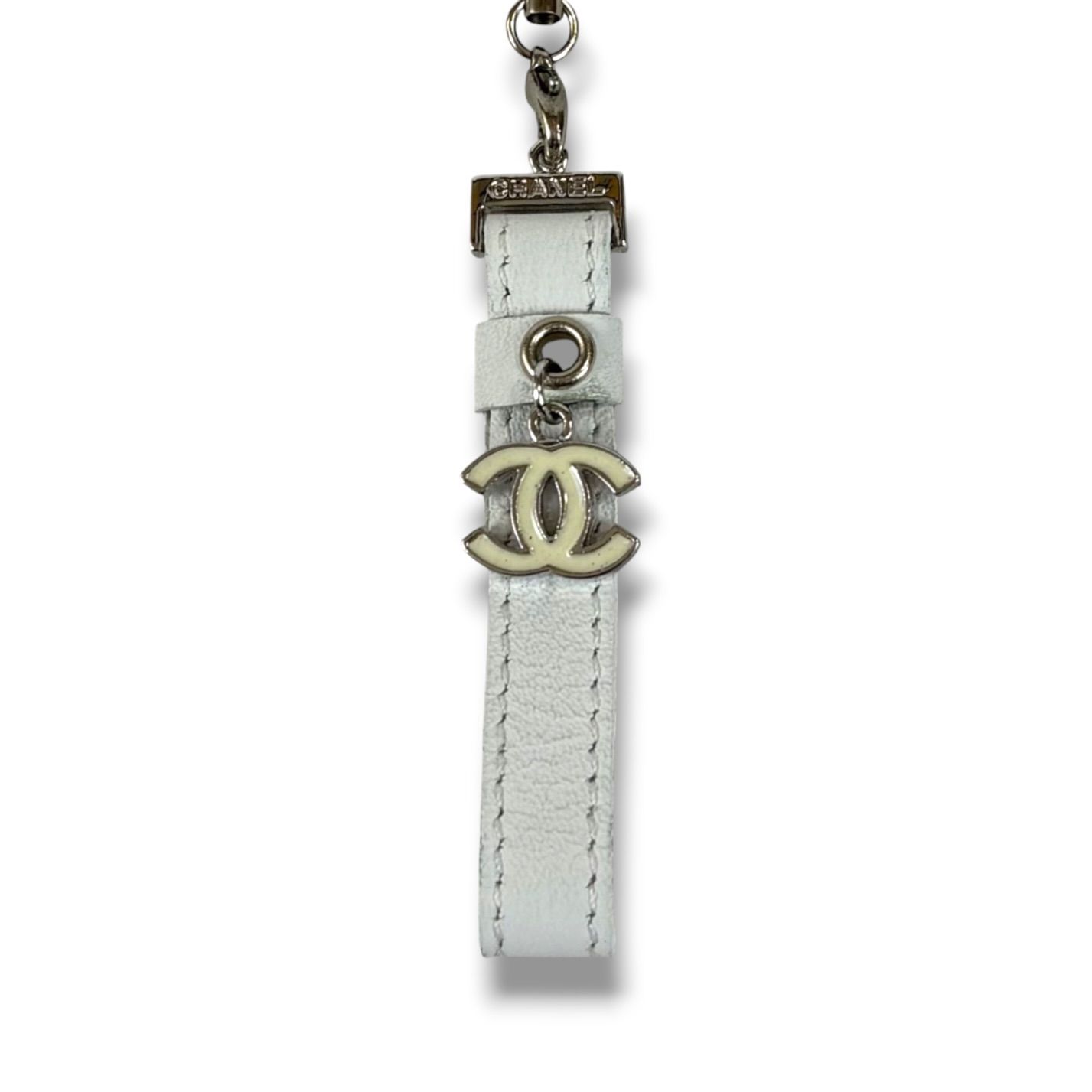 CHANEL シャネル ココマーク 携帯ストラップ チャーム ホワイト バッグ