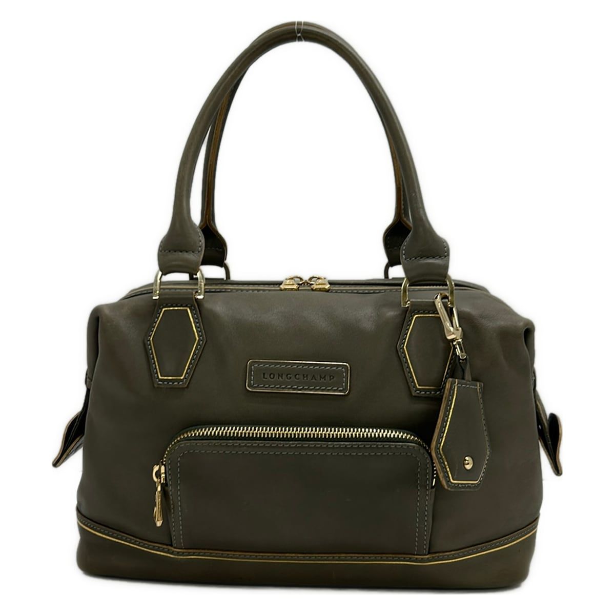 LONGCHAMP(ロンシャン) ハンドバッグ - グレー レザー - メルカリ