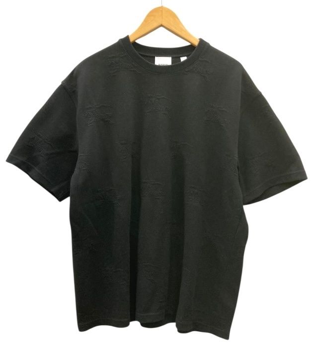 美品/BURBERRY/バーバリー/型押し半袖トップス/クルーネックTシャツ/型番8070045/ブラック/黒/ポリアミド/コットン/サイズM/メンズ/FB3911