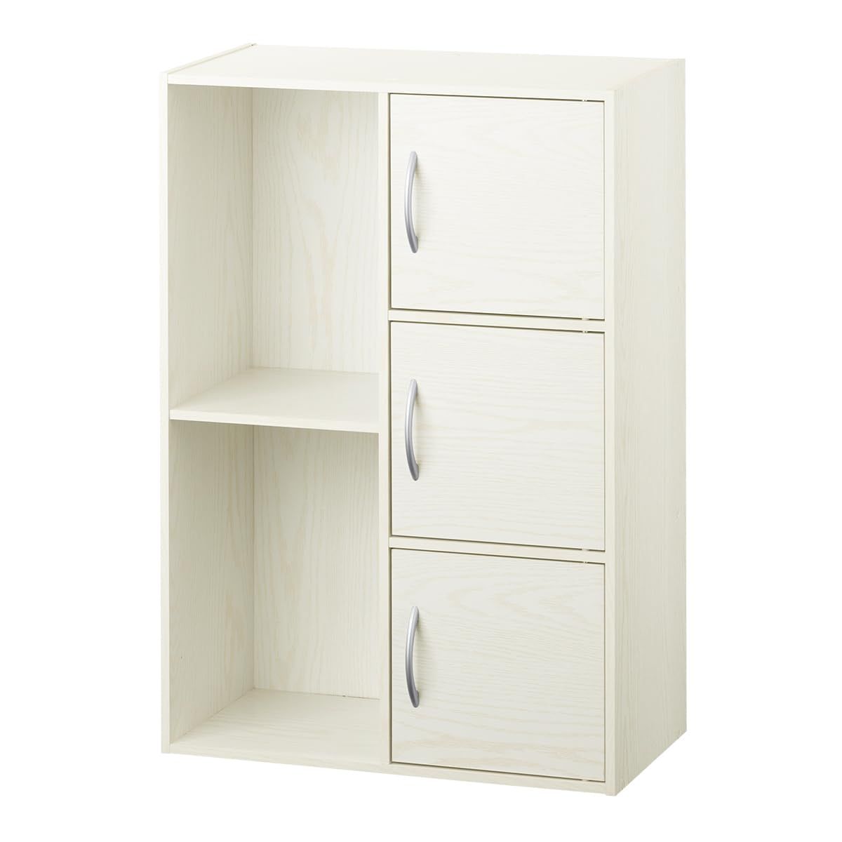 ぼん家具 カラーボックス 扉付き 幅60×奥行29.1×高さ89.2cm 木製 収納ケース 本棚 収納ボックス 収納棚 マルチラック ホワイトｍａ