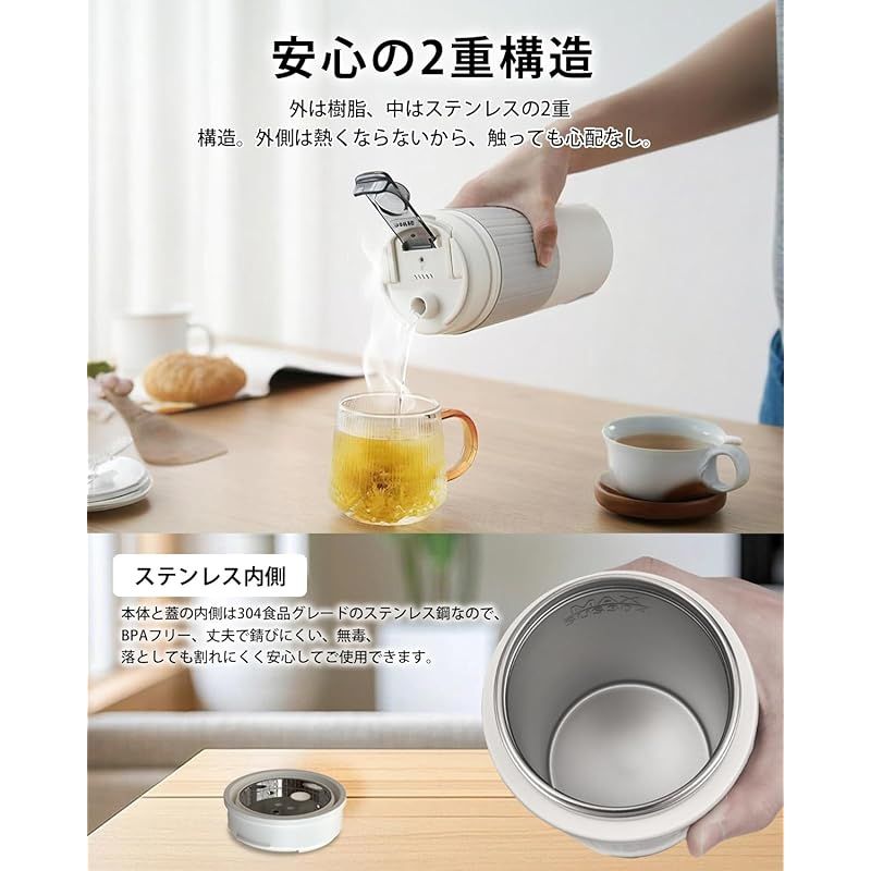 Aliliy 電気ケトル ポータブル トラベルケトル 550ml大容量 海外対応 6