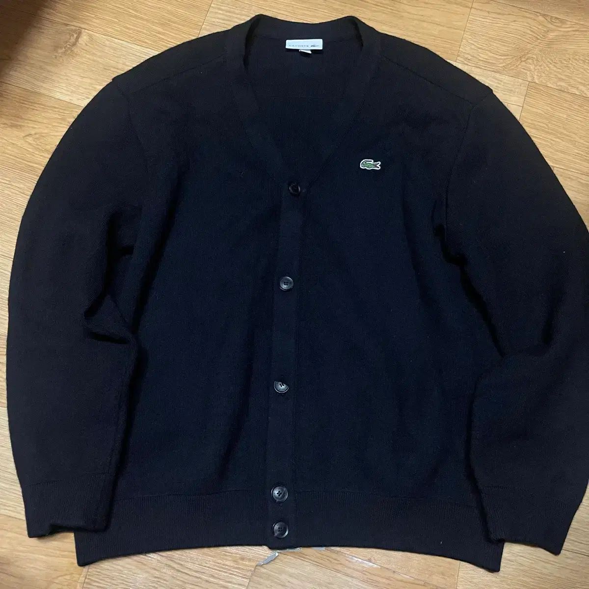 LACOSTE ラコステ ウールギャバジン カーディガン ブラック 105サイズ