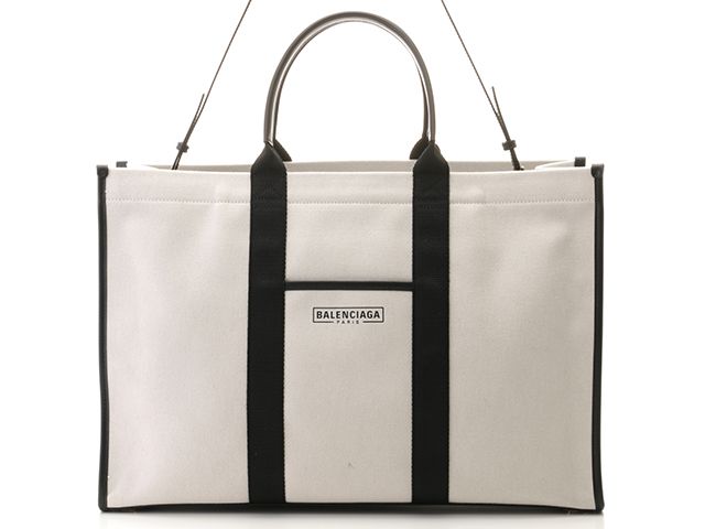 BALENCIAGA バレンシアガ ハードウェア ラージトート 671403 トートバッグ キャンバス/レザー ホワイト ユニセックス 2148103987380 【中古】【432】