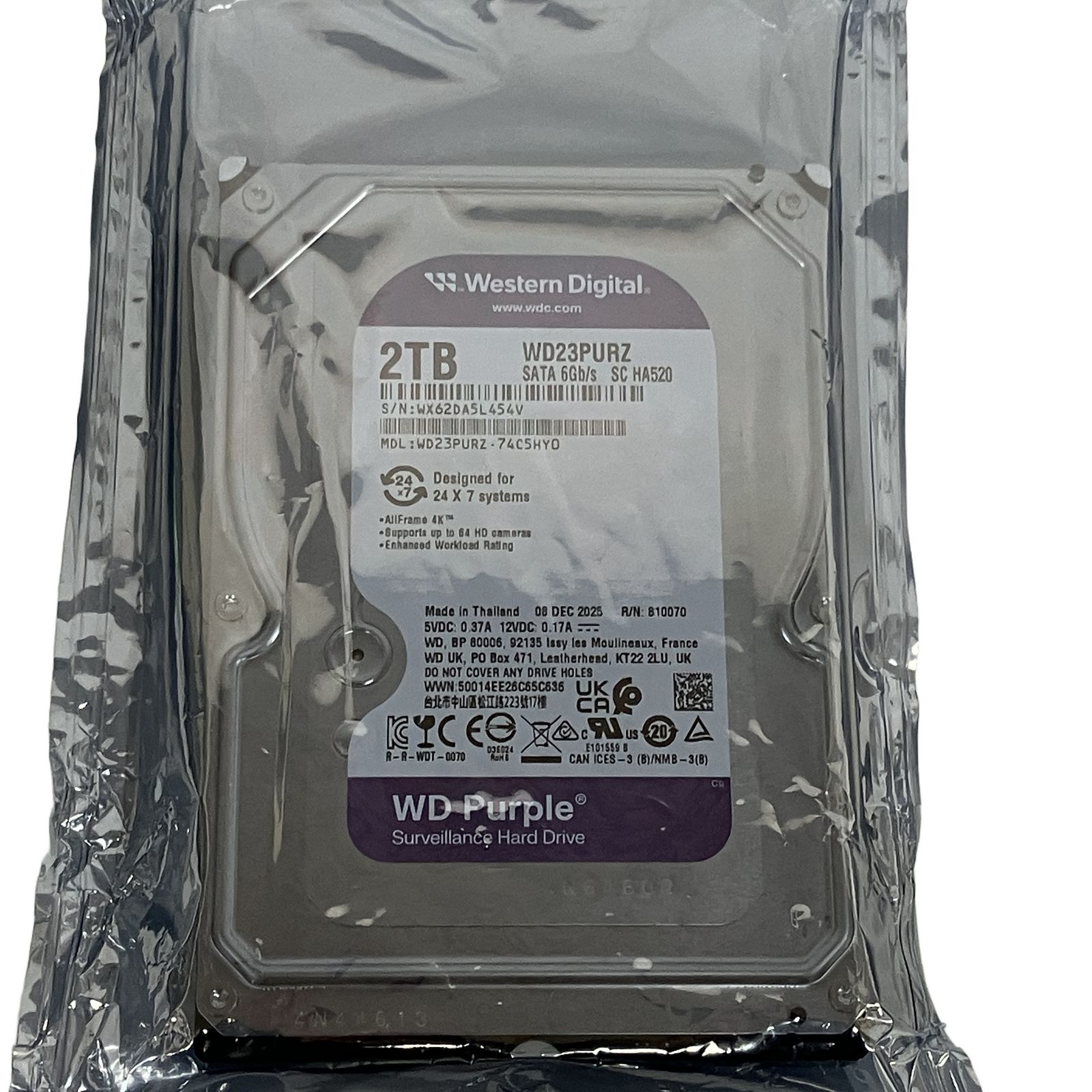 未使用 WD Purple 2TB HDD WD23PURZ - ReReストア