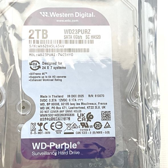 未使用 WD Purple 2TB HDD WD23PURZ - ReReストア