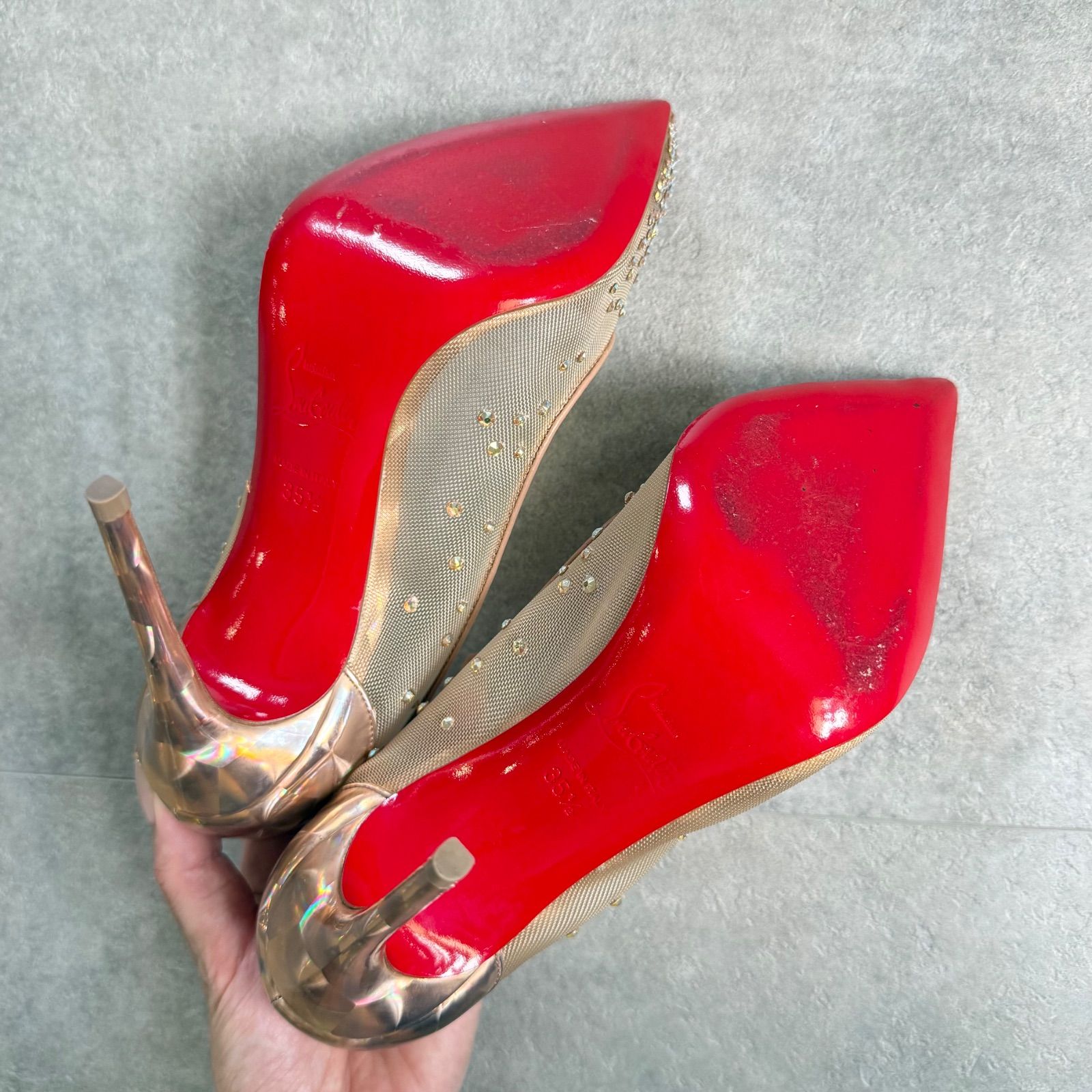 Christian Louboutin クリスチャンルブタン スワロフスキー メッシュ 